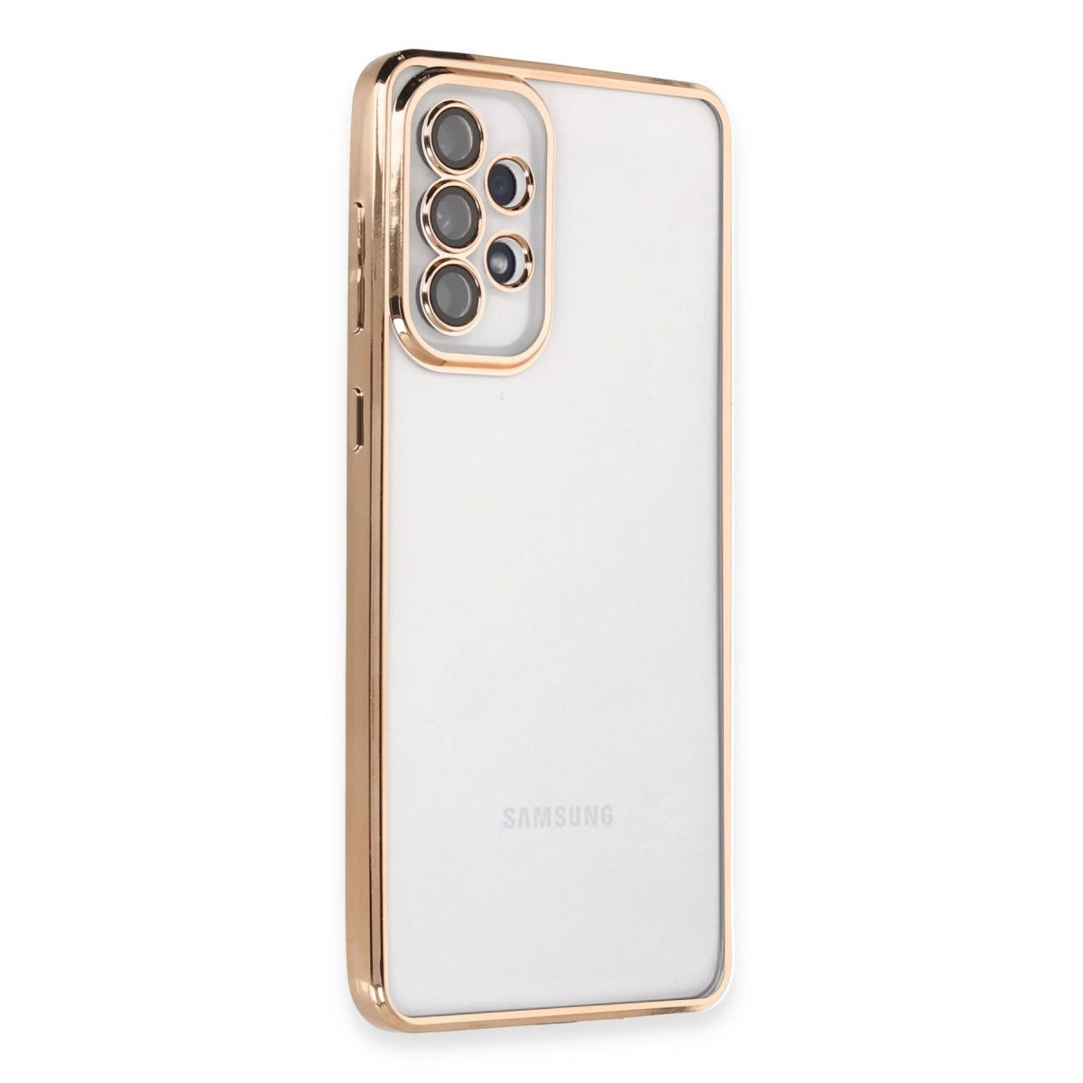 NEWFACE Samsung Galaxy A73 5G Uyumlu Kamera Korumalı Lensli Silikon Telefon Kılıfı Altın
