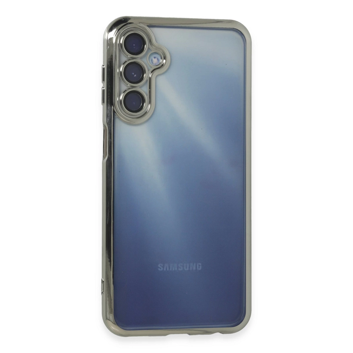 NEWFACE Samsung Galaxy A15 4G Uyumlu Kamera Korumalı Lensli Silikon Telefon Kılıfı Gümüş
