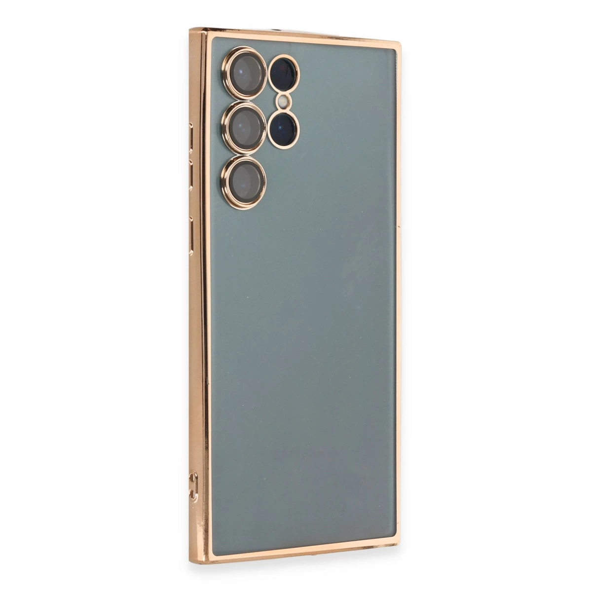 NEWFACE Samsung Galaxy S22 Ultra Uyumlu Kamera Korumalı Lensli Silikon Telefon Kılıfı Gold