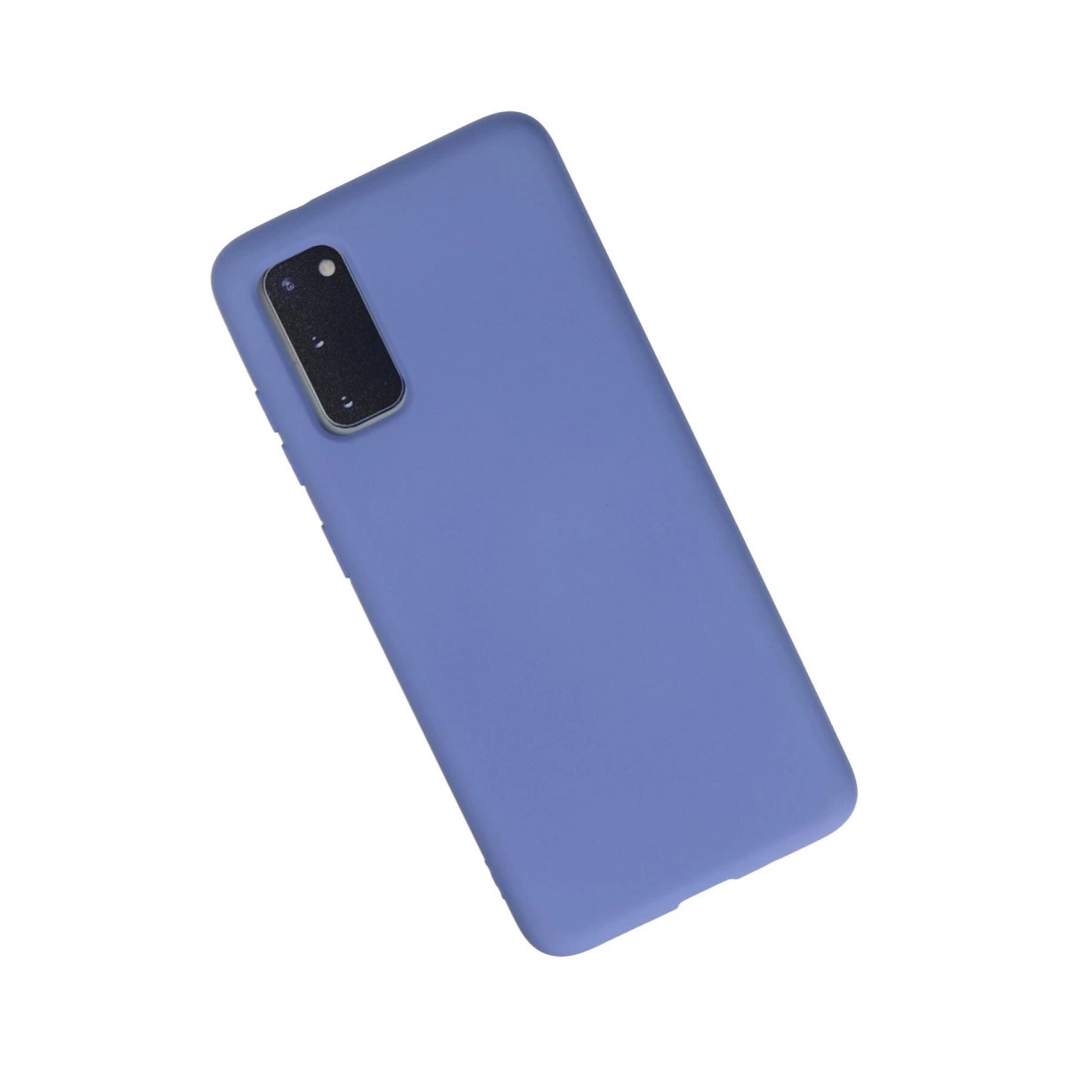 Arkada kamera lensi olan mor bir telefon kılıfı.