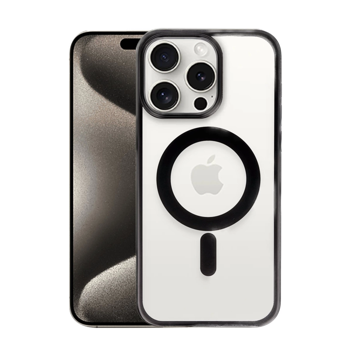 NEWFACE iPhone 15 Pro Max Uyumlu Erozi Magsafe Kapak Telefon Kılıfı Siyah