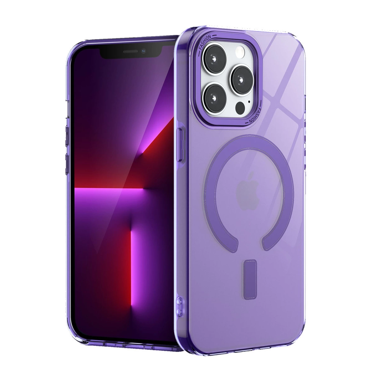 NEWFACE iPhone 13 Pro Uyumlu Troy Magsafe Kapak Telefon Kılıfı Mor