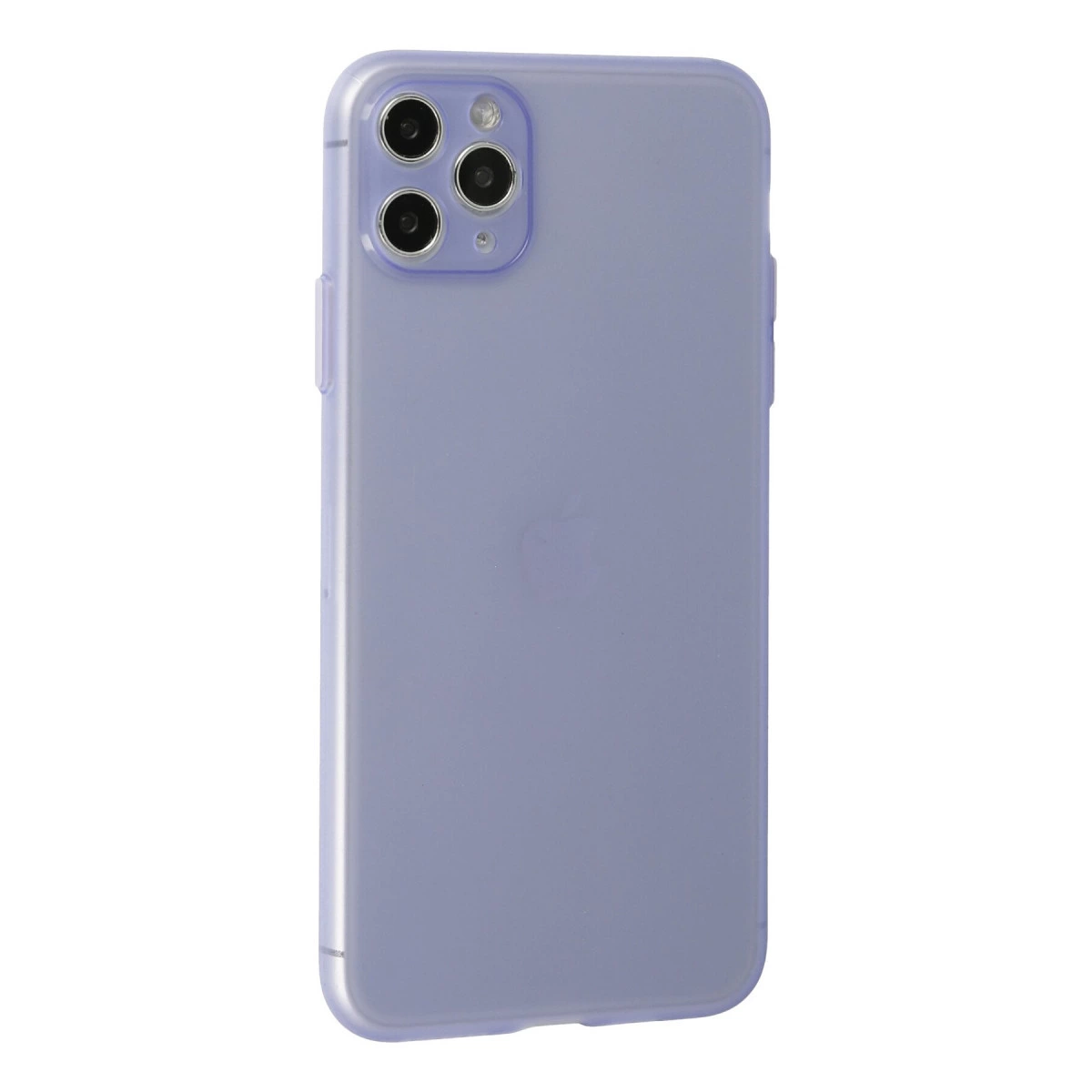 Üç kameralı lavanta rengi iPhone kılıfı beyaz arka plan üzerinde gösteriliyor.