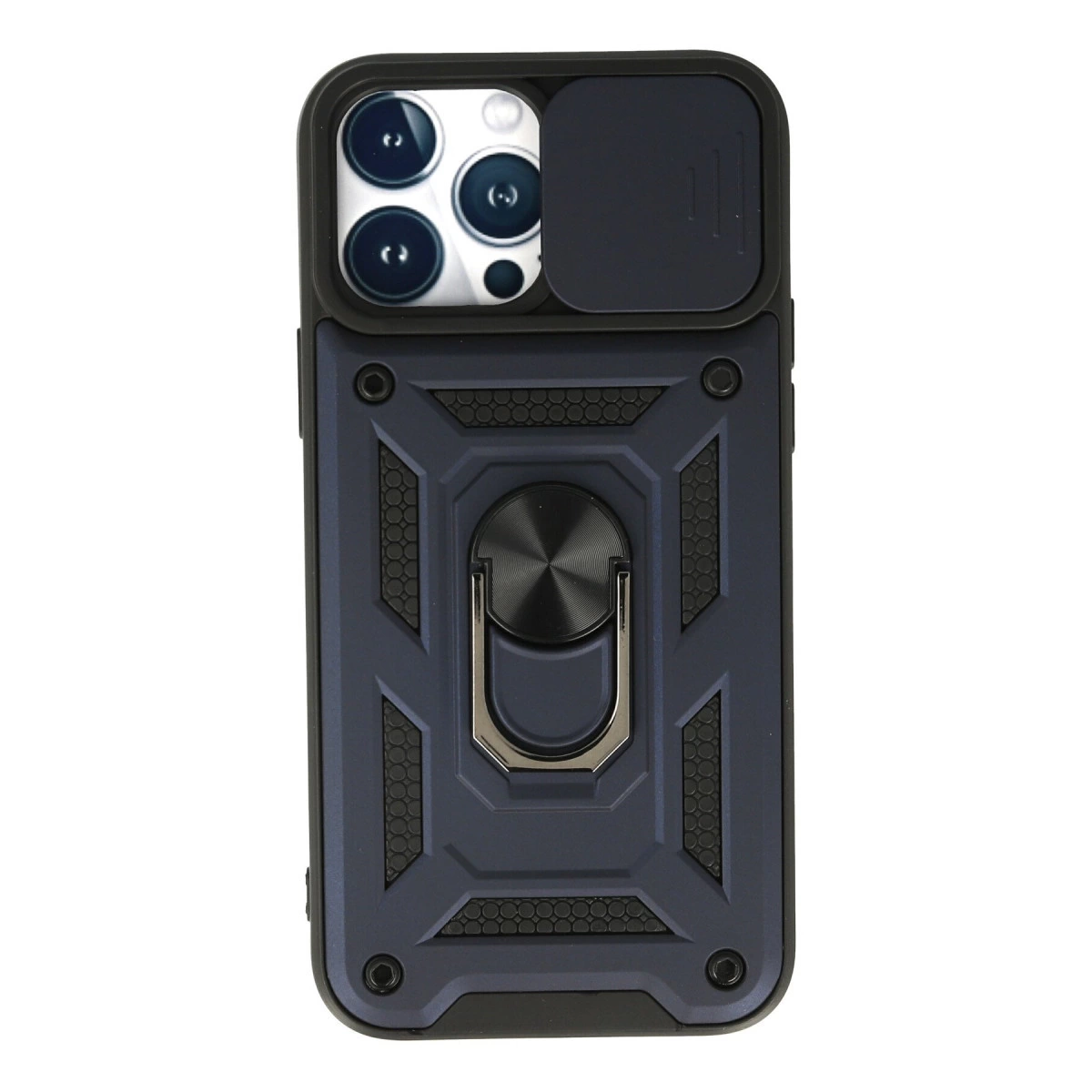 NEWFACE iPhone 13 Pro Max Uyumlu Pars Lens Yüzüklü Silikon Telefon Kılıfı Lacivert