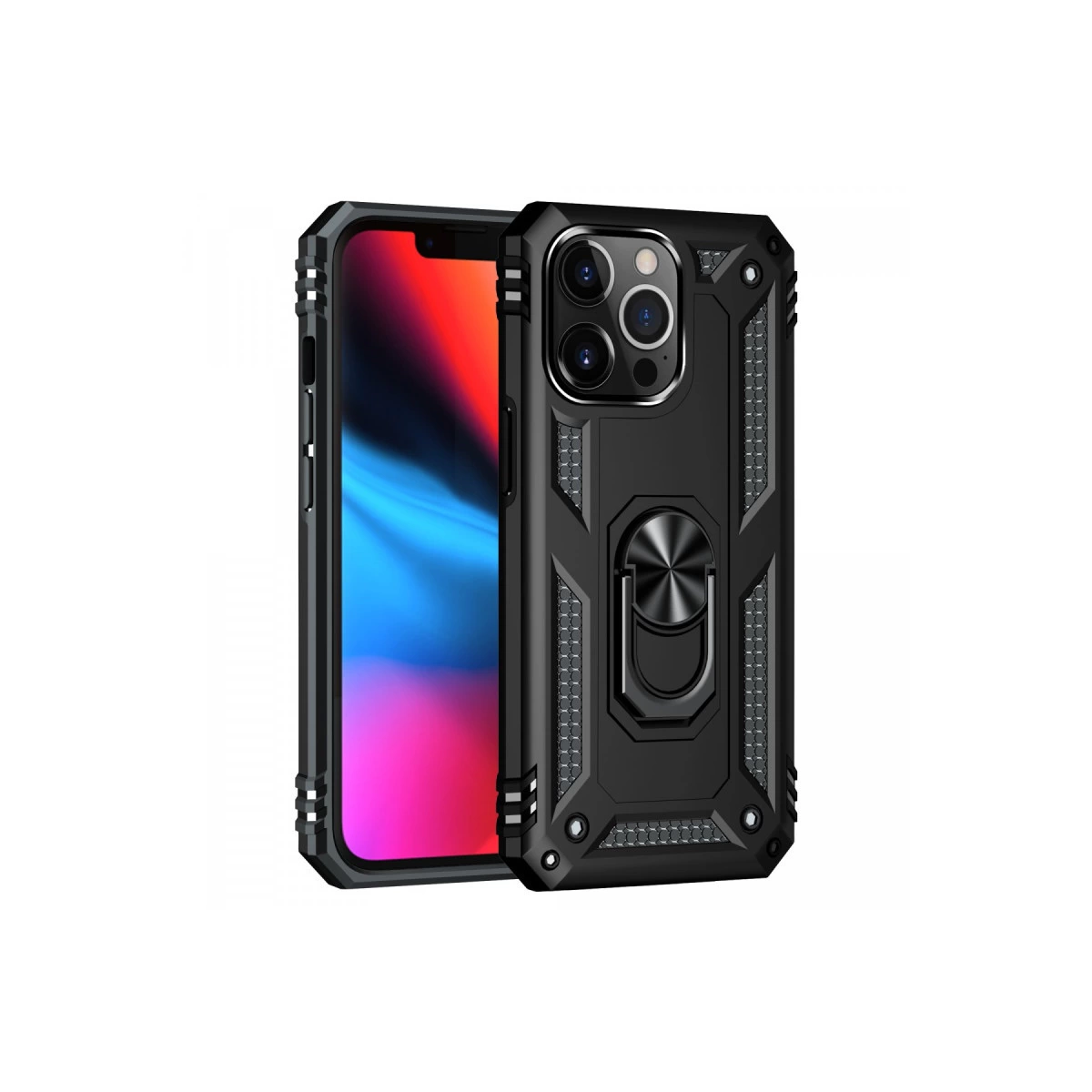 NEWFACE iPhone 13 Pro Uyumlu Sofya Yüzüklü Silikon Kapak Telefon Kılıfı Siyah