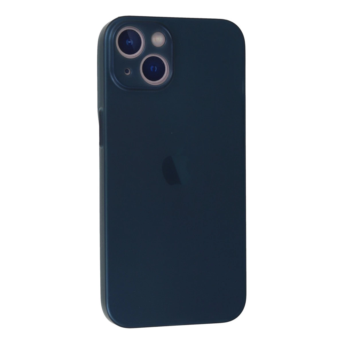 Arkada iki kamera ve logolu lacivert iPhone.