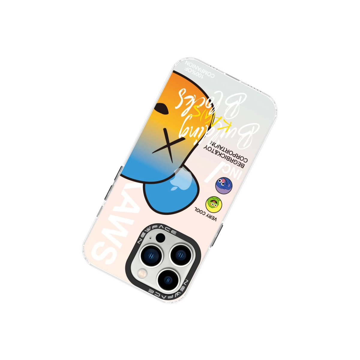 Kaws tasarımlı, ayıcık motifli ve renkli yazılı iPhone kılıfı.