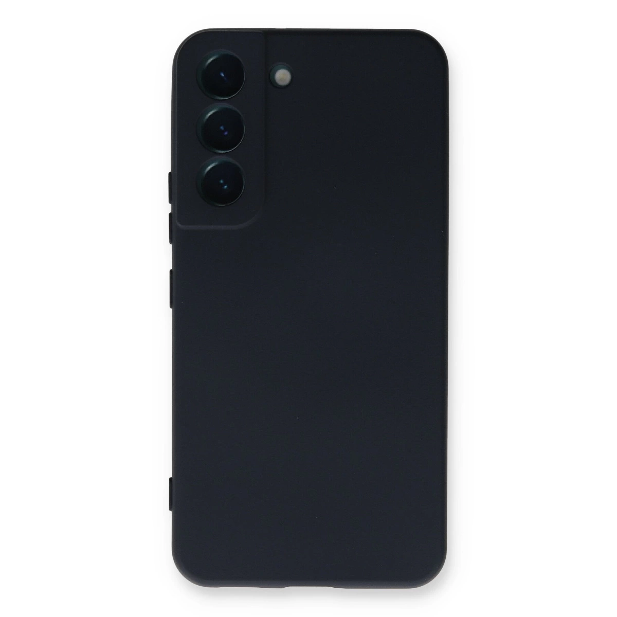 Arkada üç kamera ve flaşlı koyu mavi akıllı telefon.