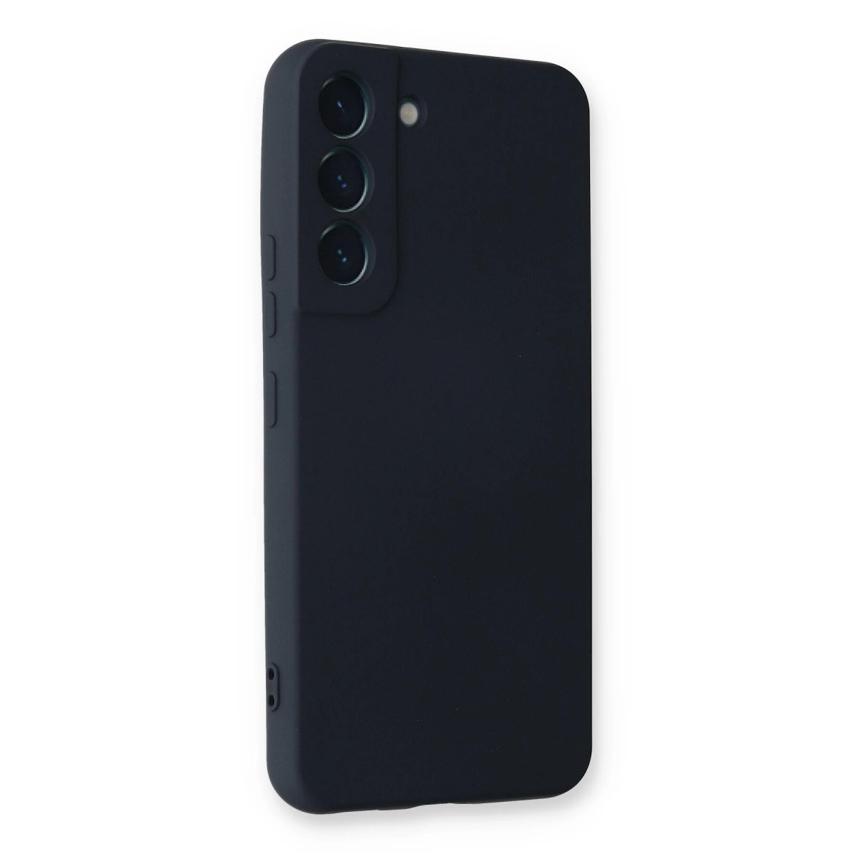 Üç kamera lensli ve flaşlı lacivert telefon kılıfı.