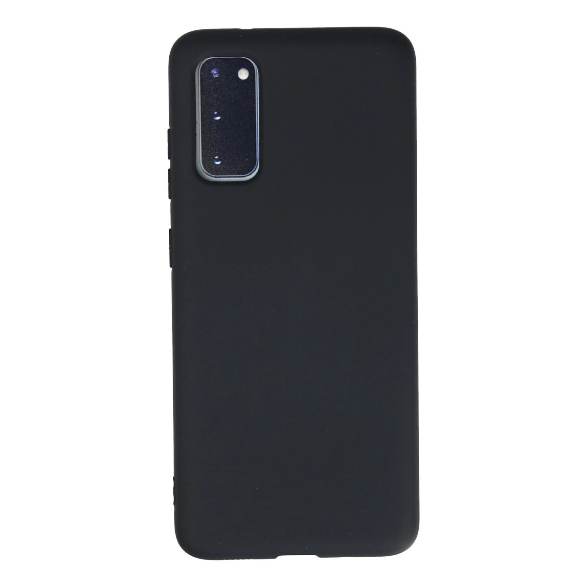 Sol üstte dikdörtgen kamera lensli siyah telefon kılıfı.