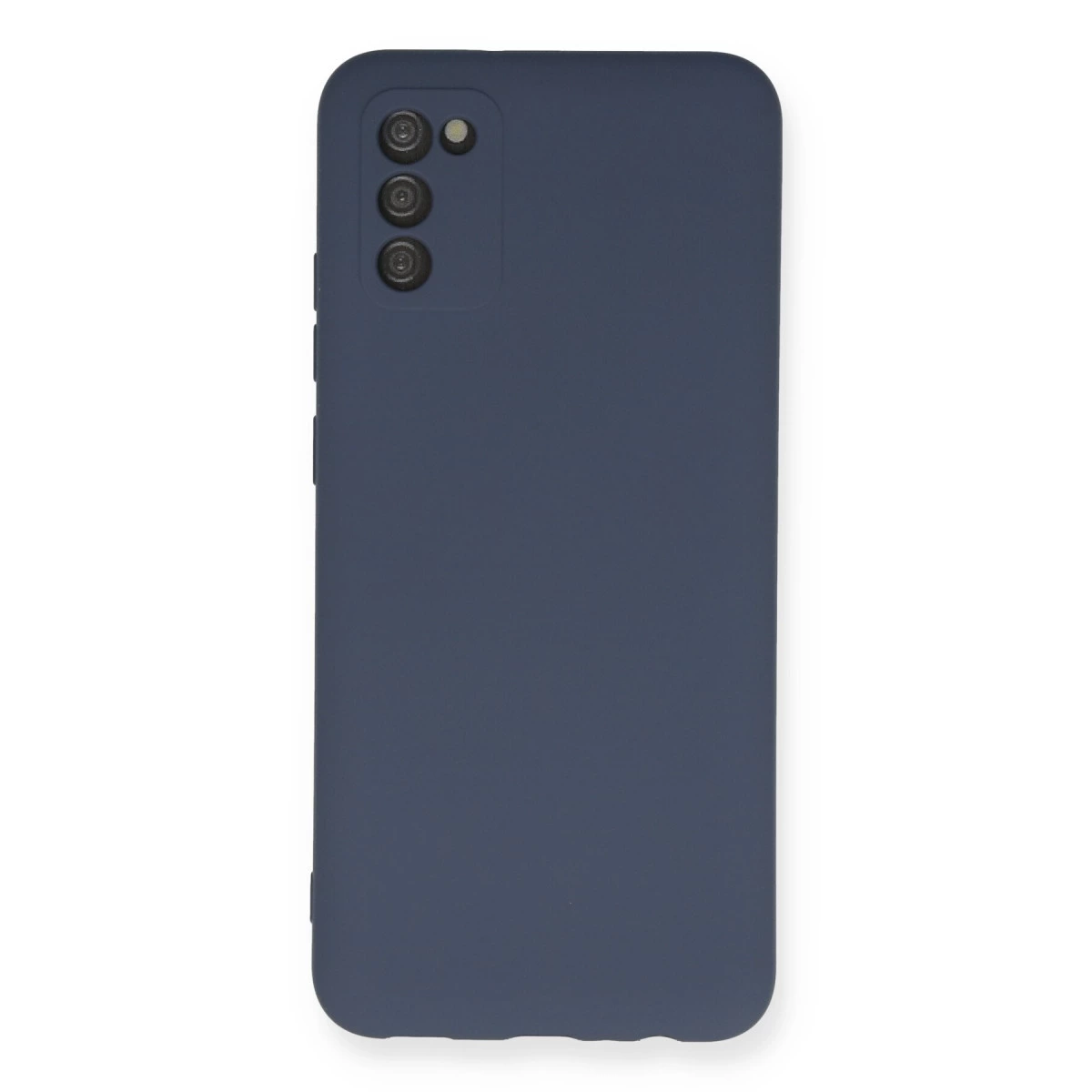 Arkada üçlü kamera bulunan lacivert telefon kılıfı.