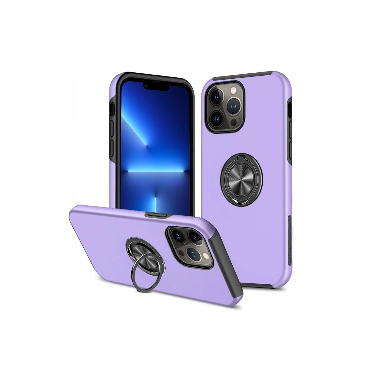NEWFACE iPhone 13 Pro Uyumlu Elit Yüzüklü Kapak Telefon Kılıfı Mor