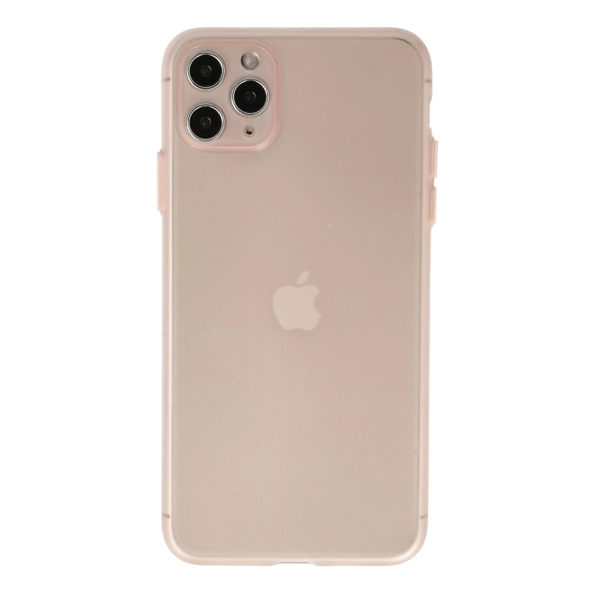 Üç kameralı, Apple logolu, rose gold iPhone.