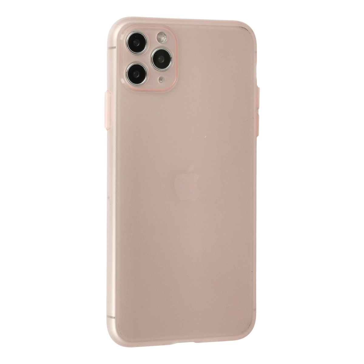 Üç kameralı ve Apple logolu açık kahverengi akıllı telefon.
