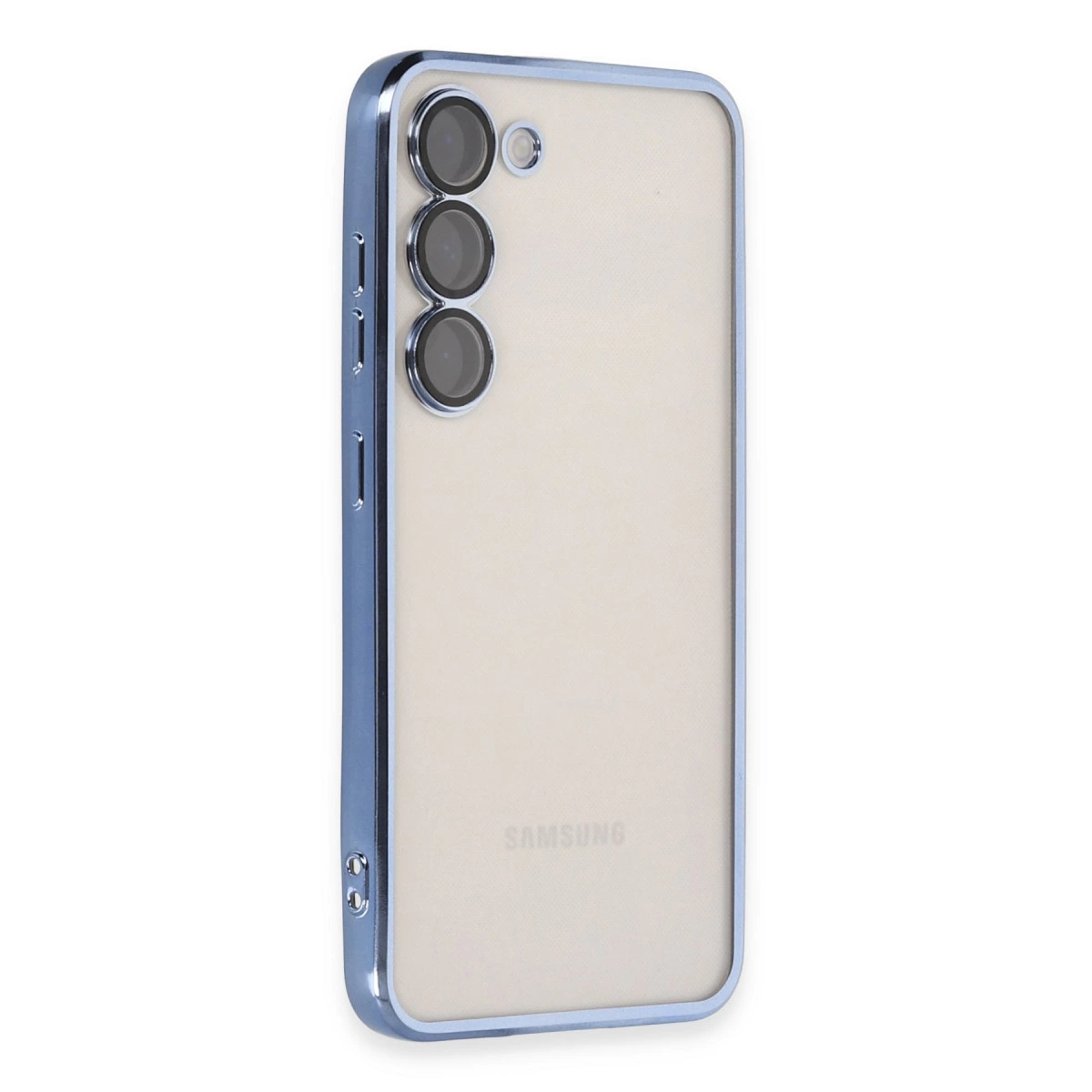 NEWFACE Samsung Galaxy S23 Uyumlu Kamera Korumalı Lensli Silikon Telefon Kılıfı Açık Mavi
