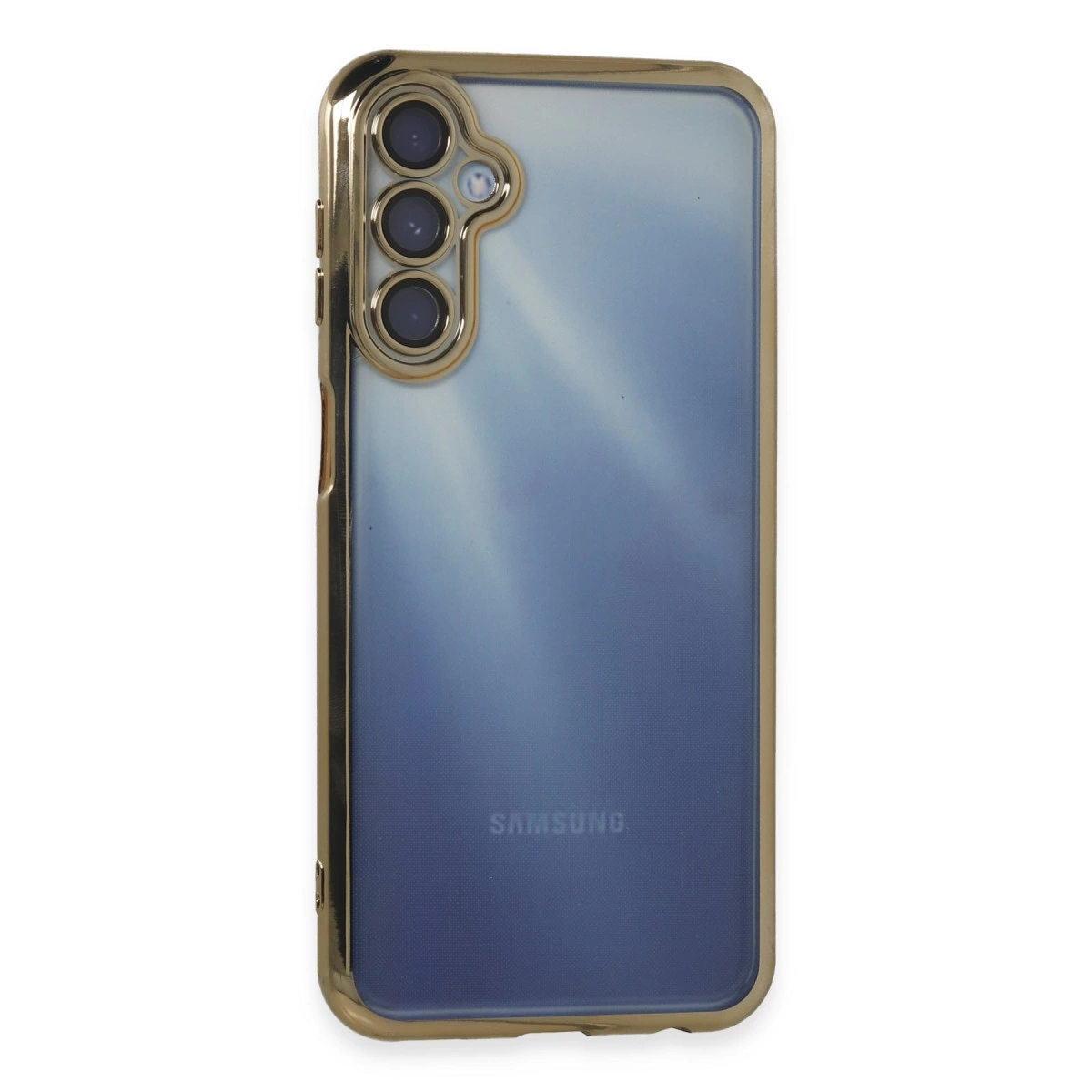 NEWFACE Samsung Galaxy A15 4G Uyumlu Kamera Korumalı Lensli Silikon Telefon Kılıfı Altın