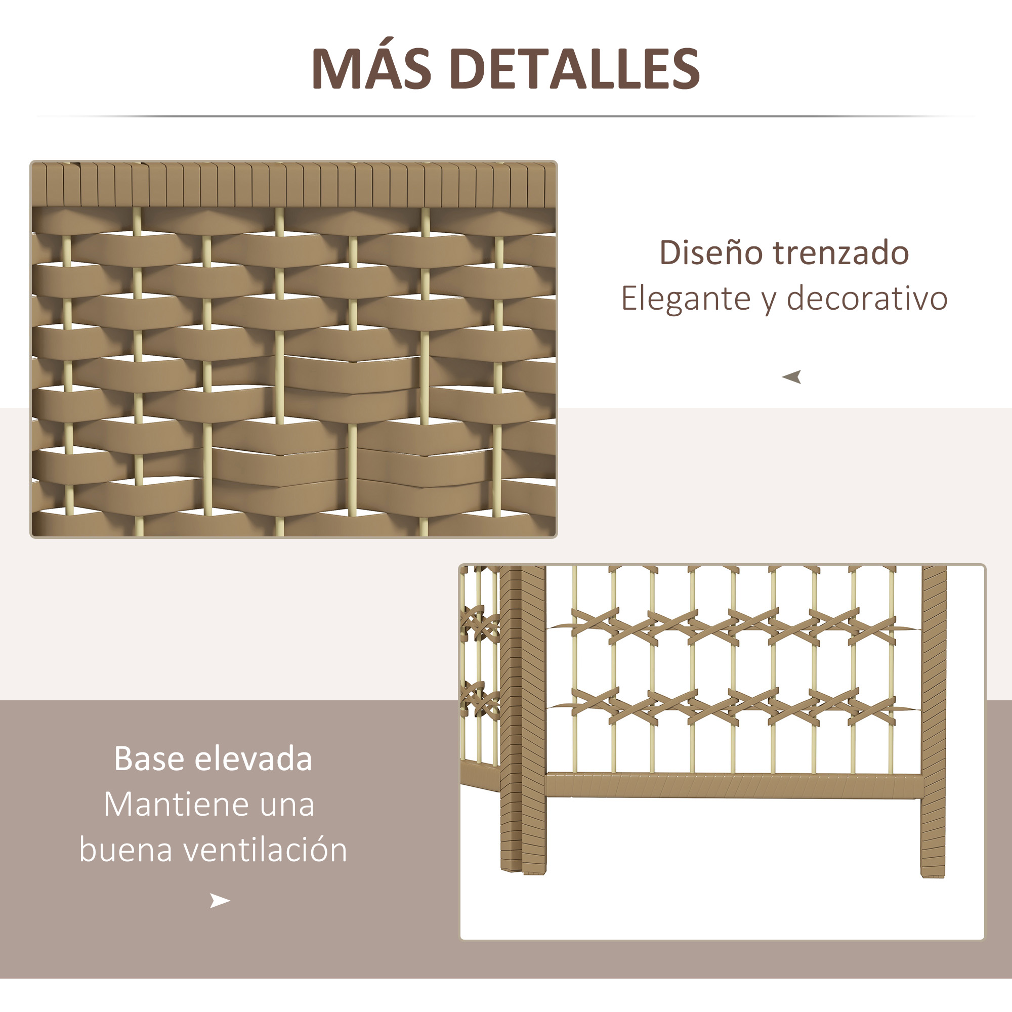 Diseño tejido, base elevada para ventilación.
