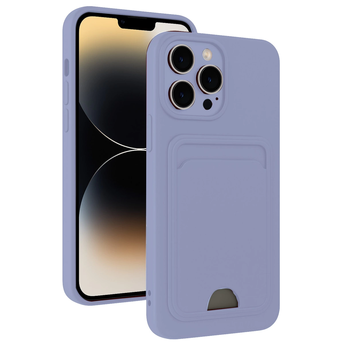 NEWFACE iPhone 13 Pro Uyumlu Kelvin Kartvizitli Silikon Telefon Kılıfı Lila