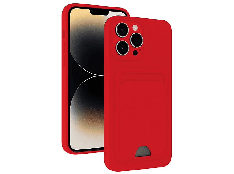NEWFACE iPhone 13 Pro Max Uyumlu Kelvin Kartvizitli Silikon Telefon Kılıfı Kırmızı