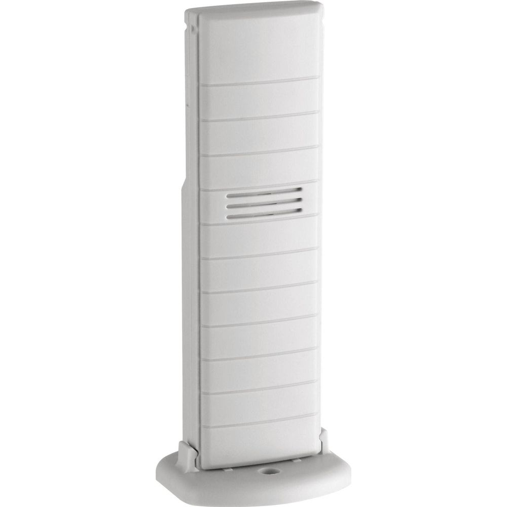 Un capteur blanc et rectangulaire avec des rainures horizontales et des aérations.