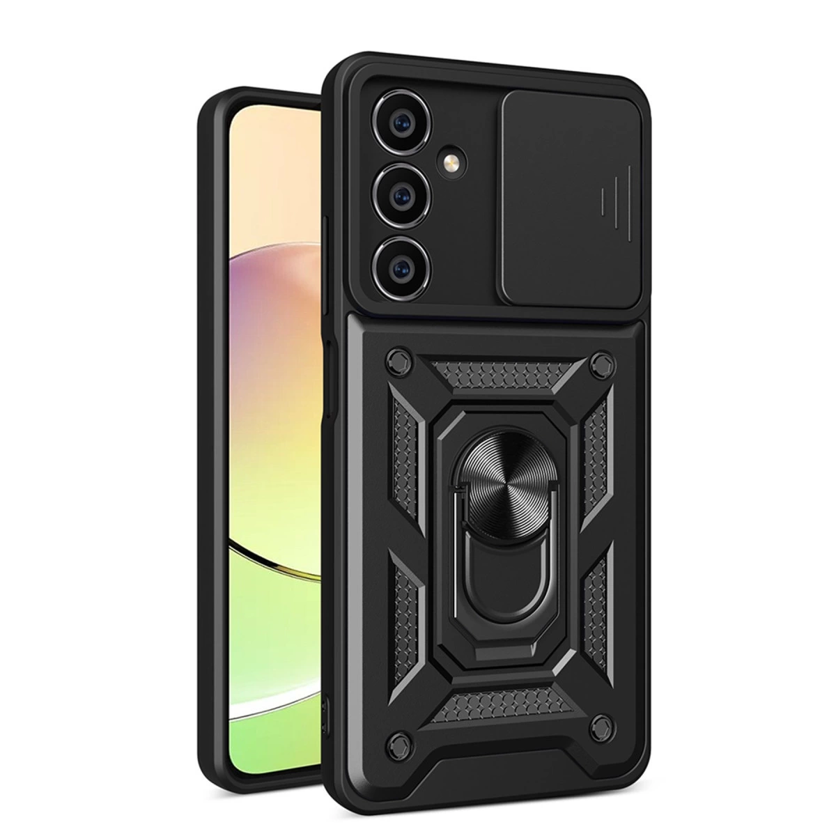 NEWFACE Samsung Galaxy A15 4G Uyumlu Pars Lens Yüzüklü Silikon Telefon Kılıfı Siyah