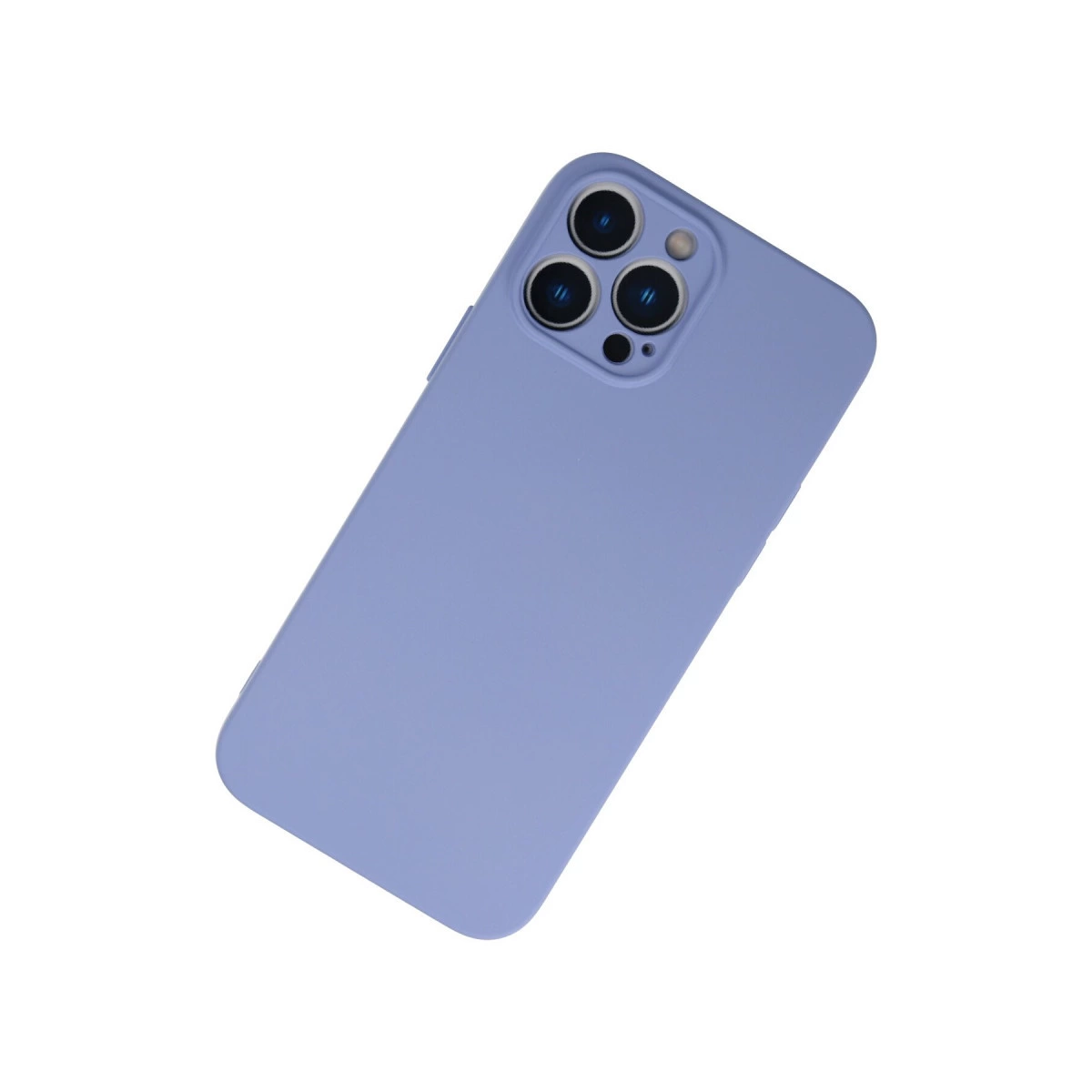 Arkada üç kamera lensi bulunan açık mor telefon kılıfı.