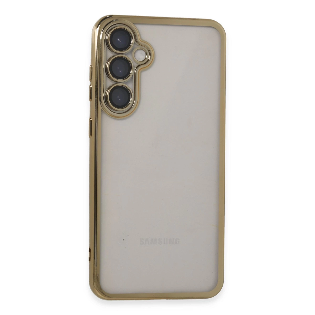 NEWFACE Samsung Galaxy S23 FE Uyumlu Kamera Korumalı Lensli Silikon Telefon Kılıfı Gold