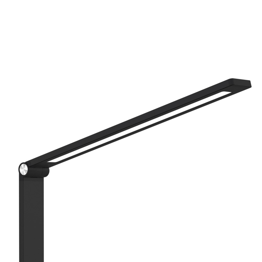 Lámpara de escritorio negra con barra de luz rectangular y delgada y tira LED.