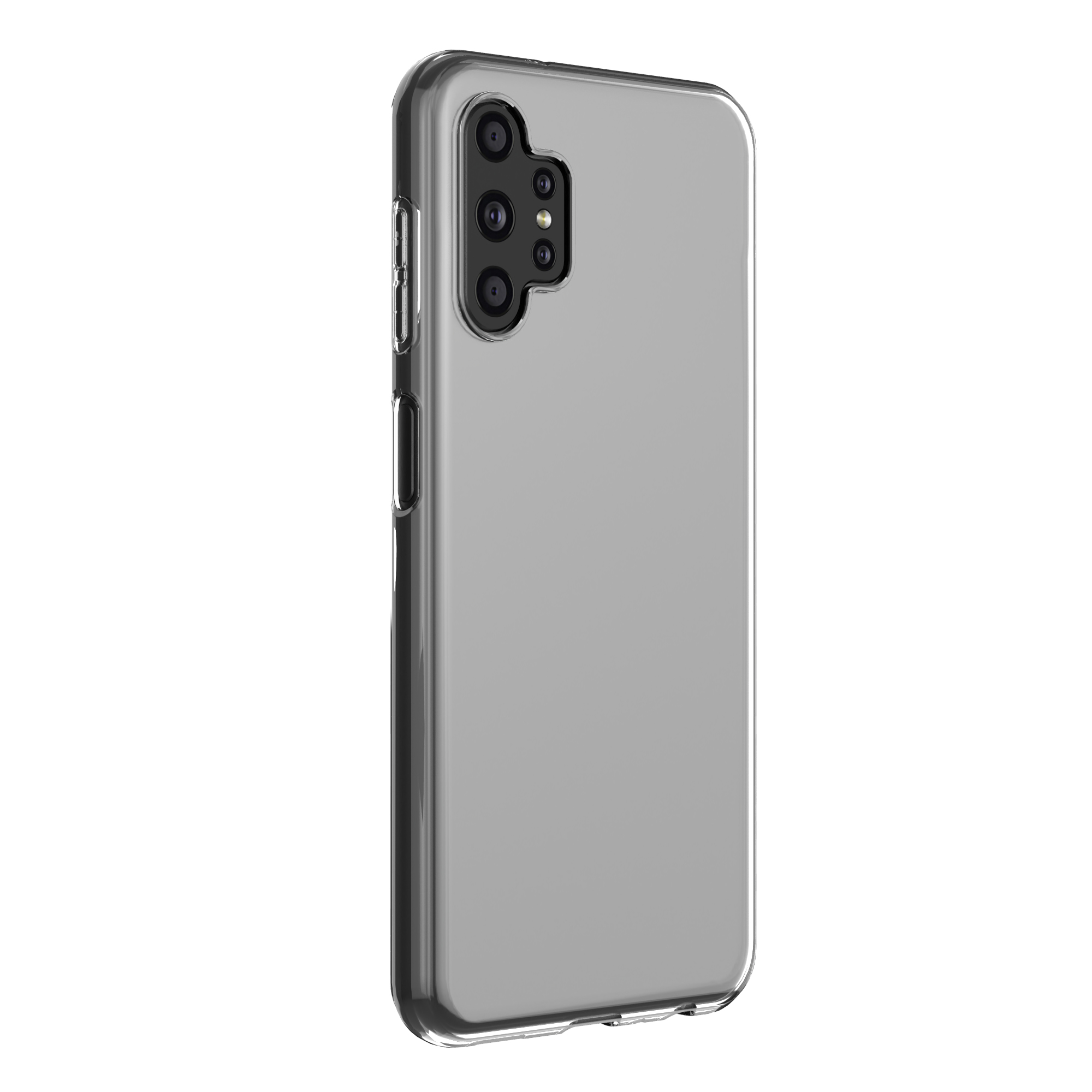 Custodia trasparente per telefono con modulo fotocamera.