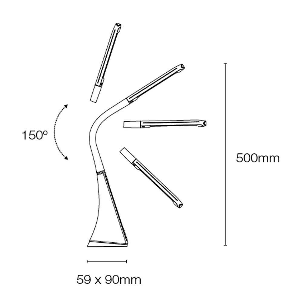 Dibujo técnico de una lámpara con dimensiones de 500mm y 59x90mm.
