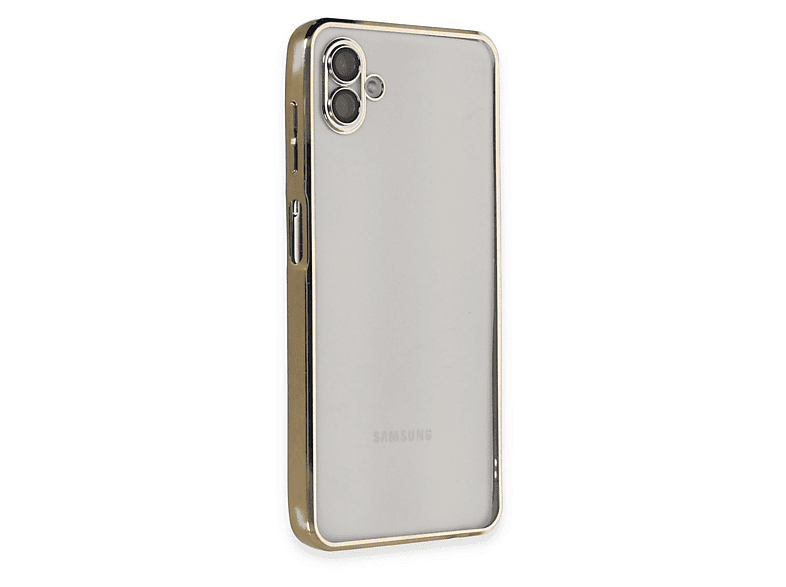 NEWFACE Samsung Galaxy A04 Uyumlu Kamera Korumalı Lensli Silikon Telefon Kılıfı Altın
