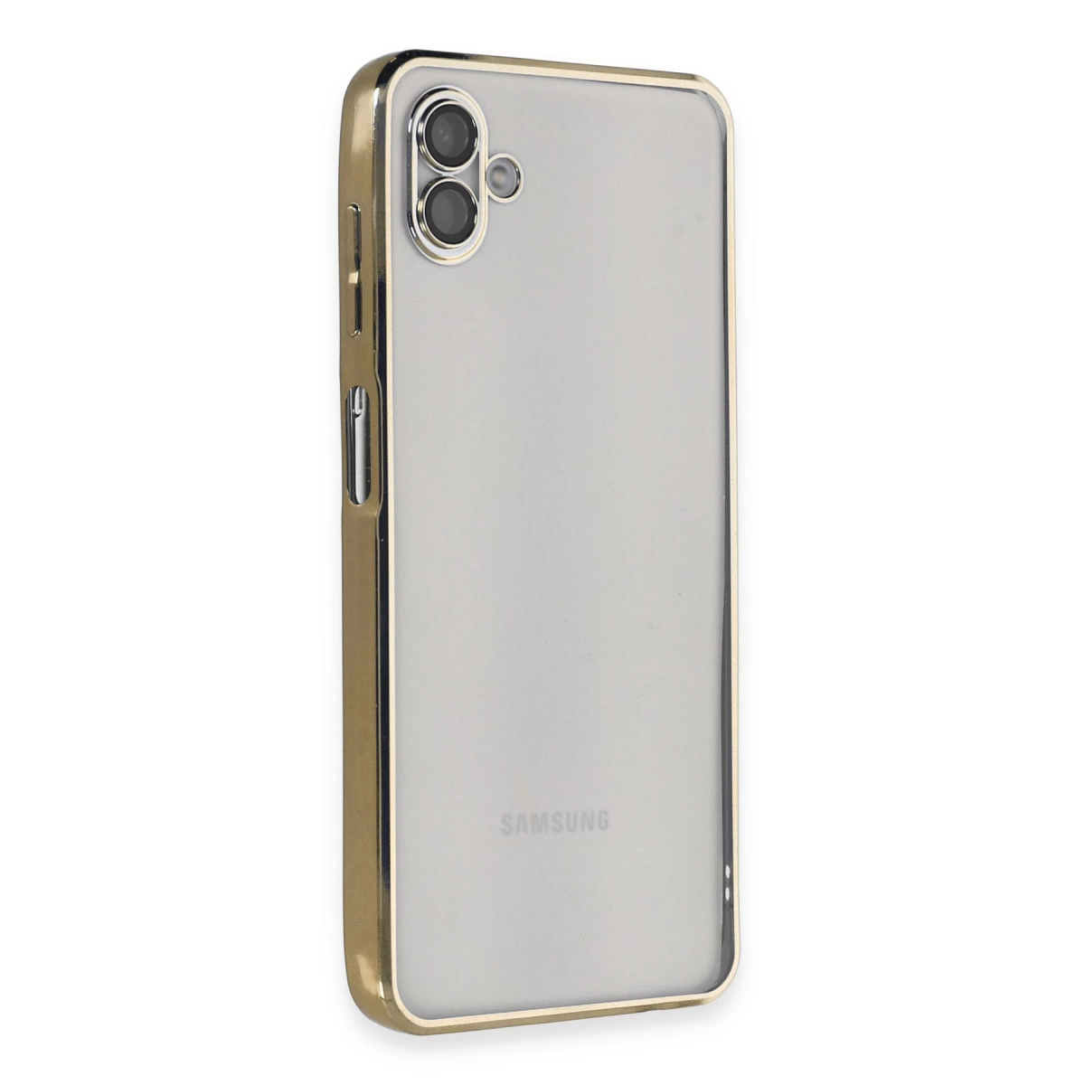 NEWFACE Samsung Galaxy A04 Uyumlu Kamera Korumalı Lensli Silikon Telefon Kılıfı Altın