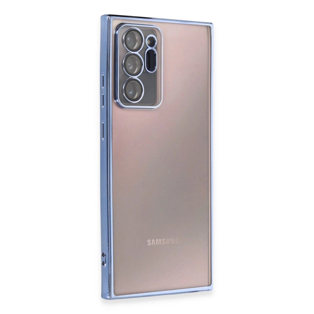 NEWFACE Samsung Galaxy Note 20 Ultra Uyumlu Kamera Korumalı Lensli Silikon Telefon Kılıfı Açık Mavi