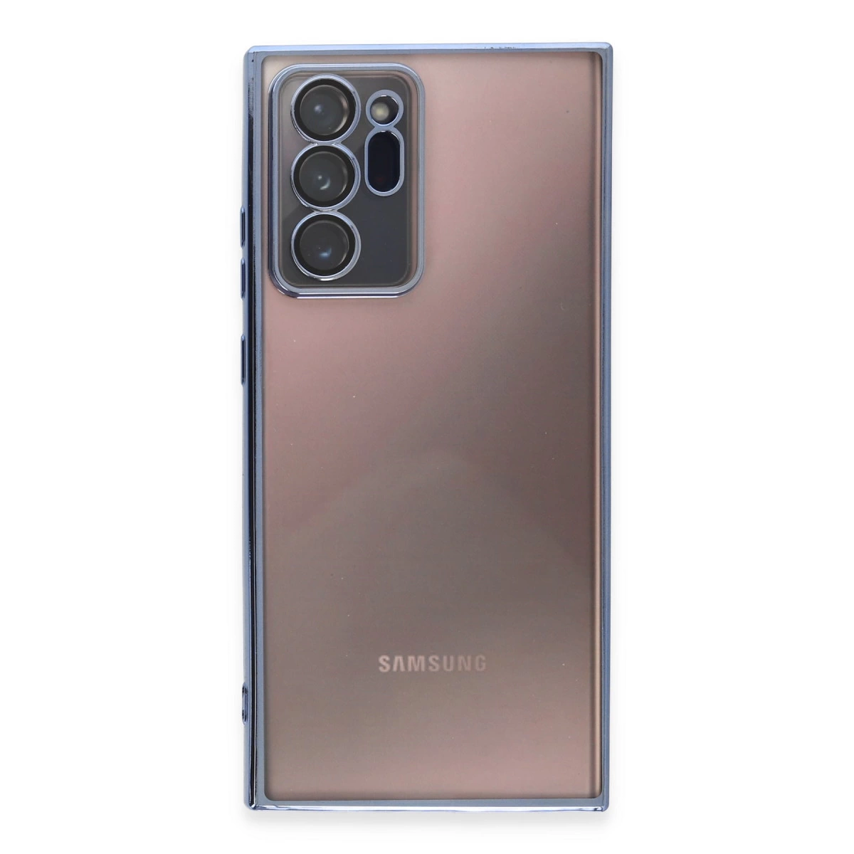 Dört kameralı bronz Samsung akıllı telefonun arkası.