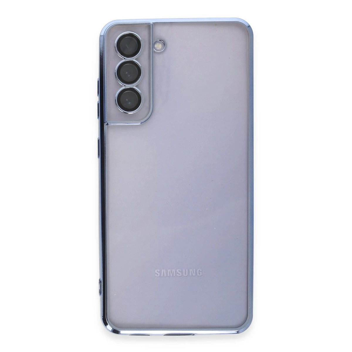NEWFACE Samsung Galaxy S21 FE Uyumlu Kamera Korumalı Lensli Silikon Telefon Kılıfı Açık Mavi