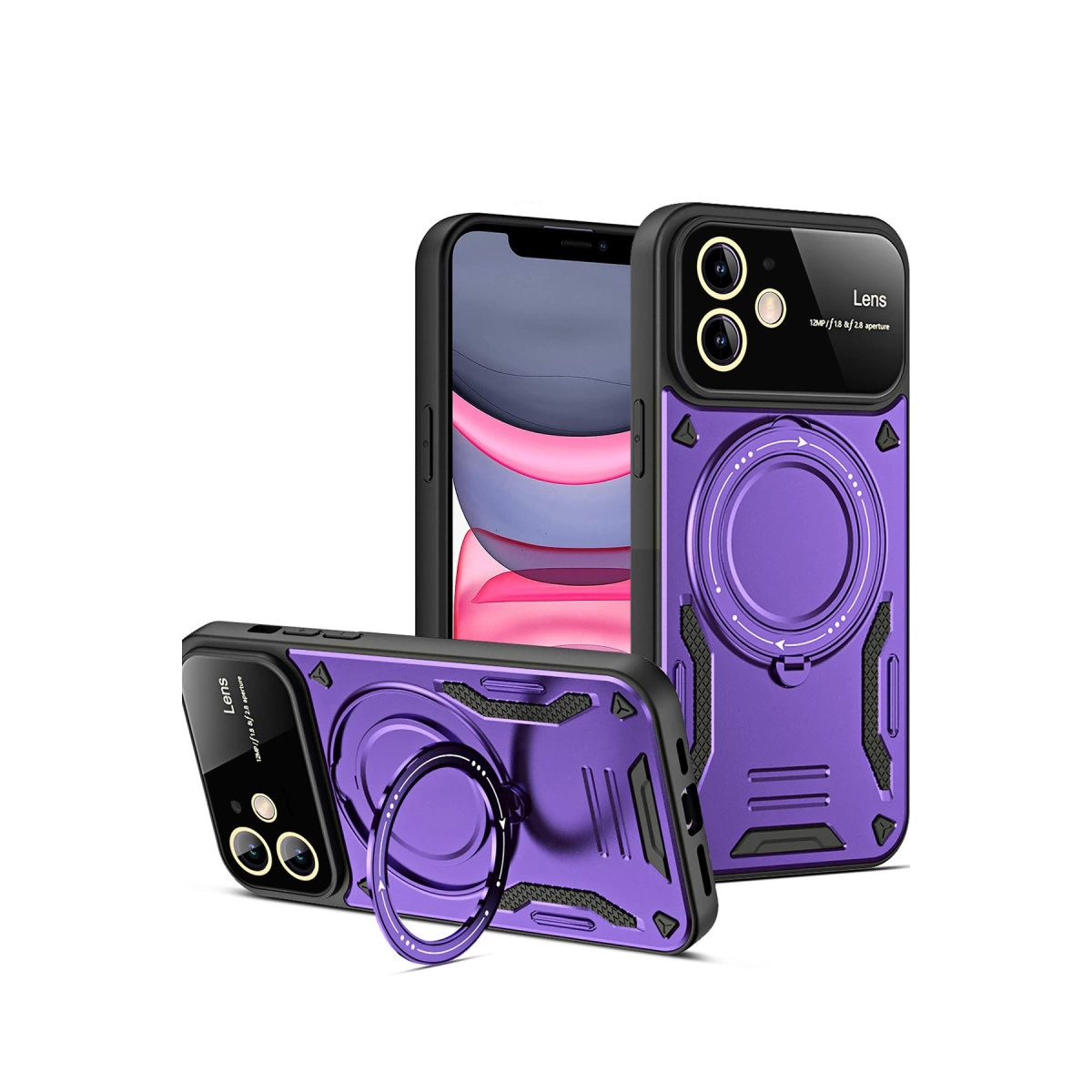 NEWFACE iPhone 11 Uyumlu Joy Lens Standlı Kapak Telefon Kılıfı Mor