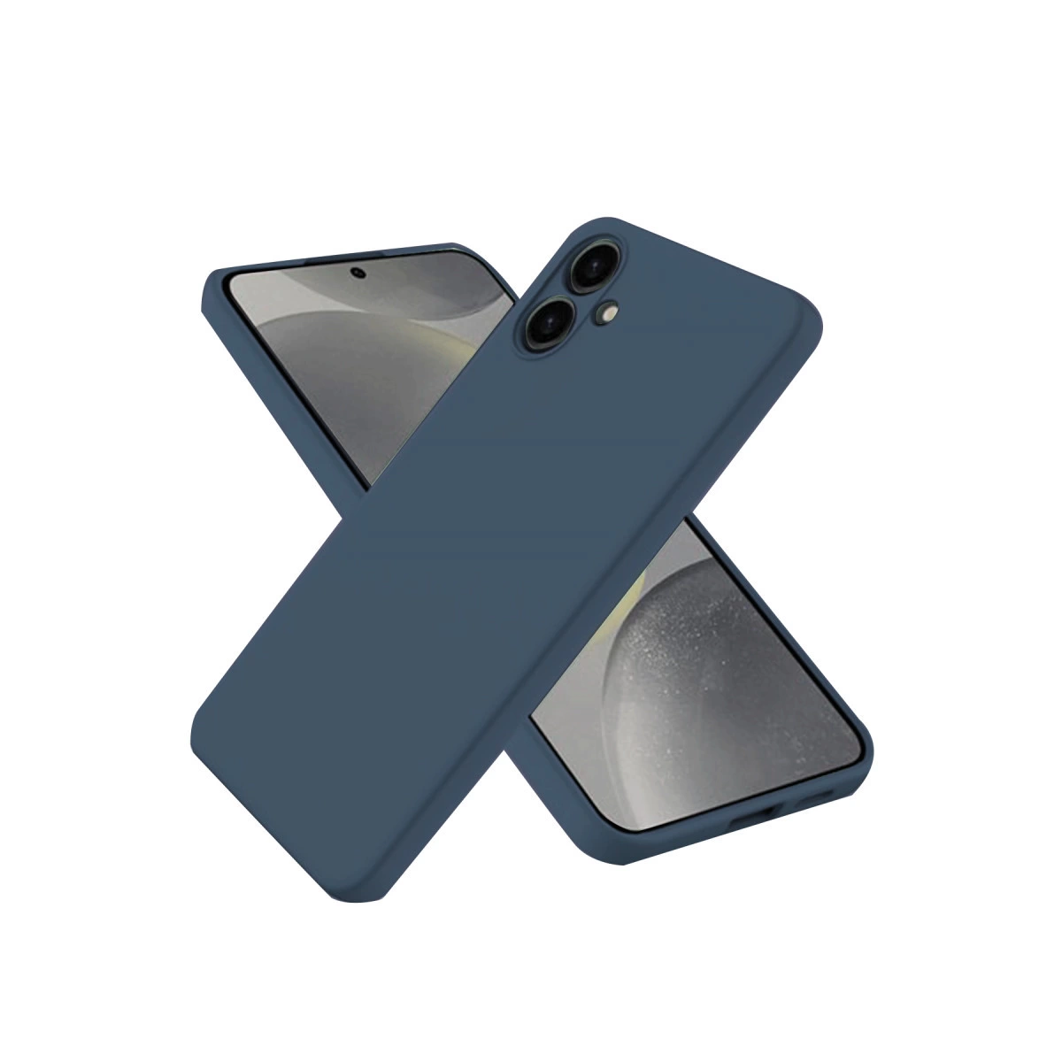 İki lacivert telefon kılıfı çapraz duruyor.