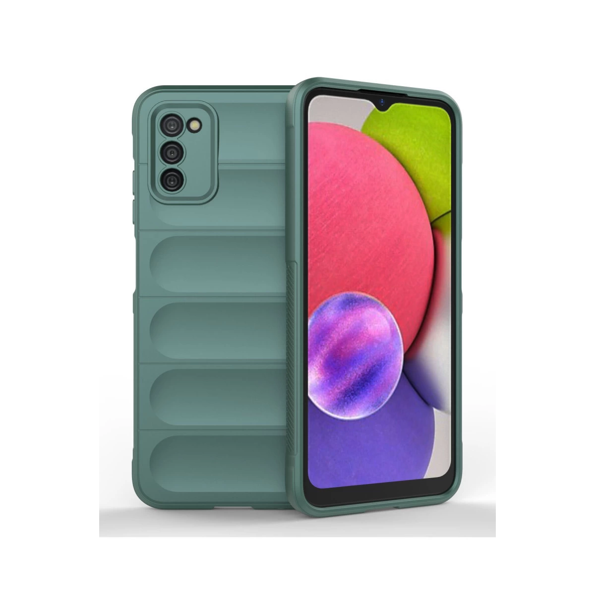 NEWFACE Samsung Galaxy A03S Uyumlu Optimum Silikon Telefon Kılıfı Koyu Yeşil
