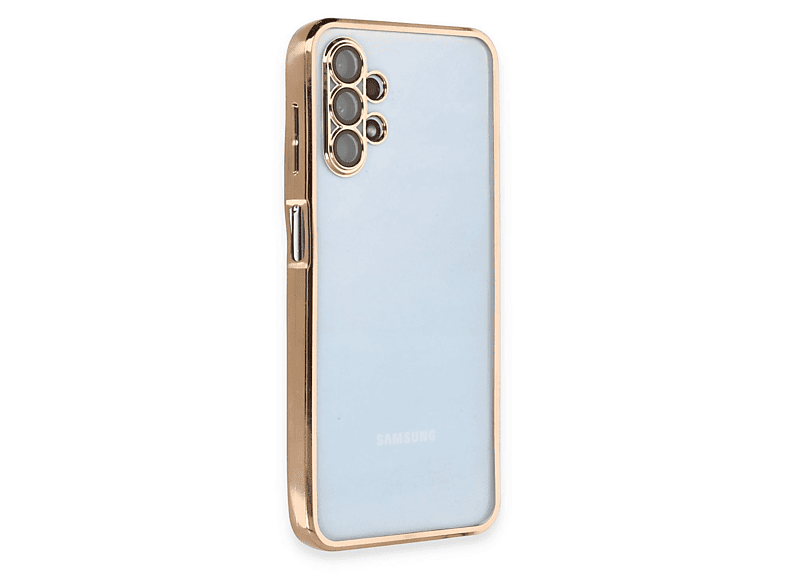 NEWFACE Samsung Galaxy A13 4G Uyumlu Kamera Korumalı Lensli Silikon Telefon Kılıfı Altın