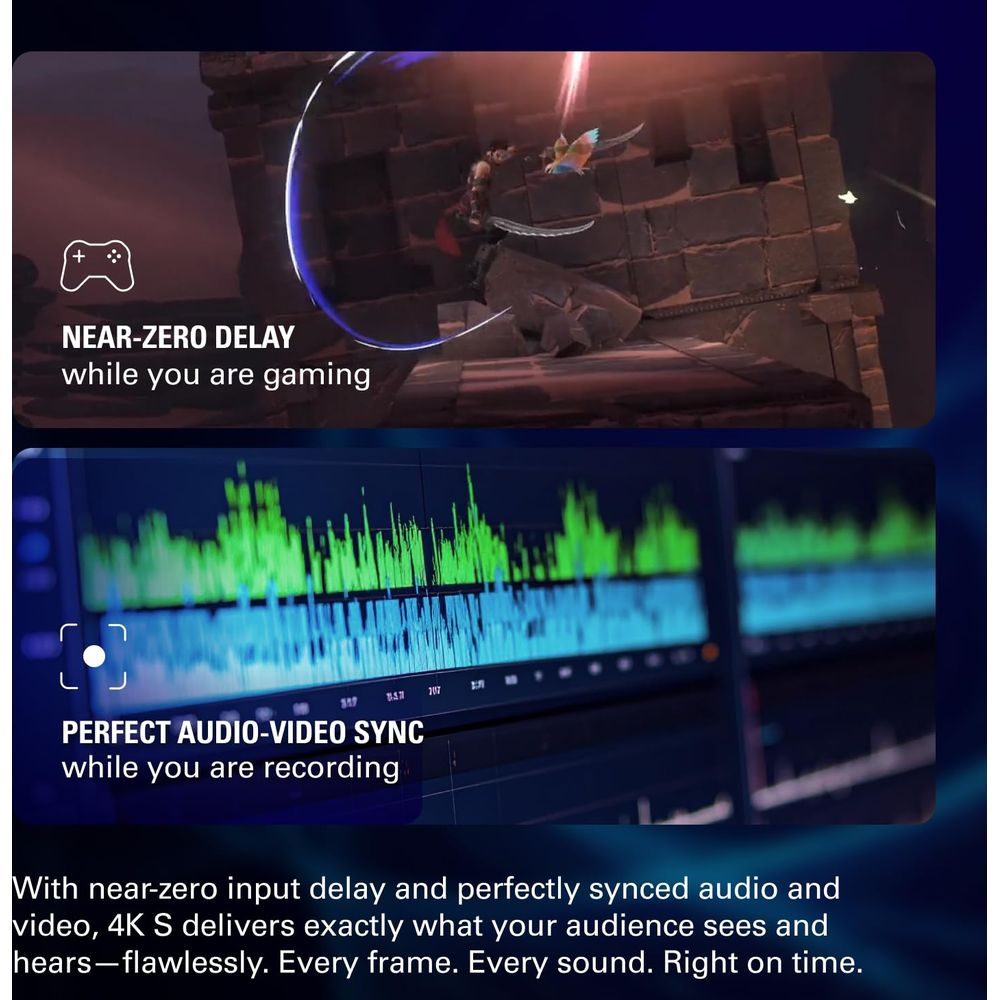 Scena di gioco con ritardo quasi nullo e forma d'onda audio.