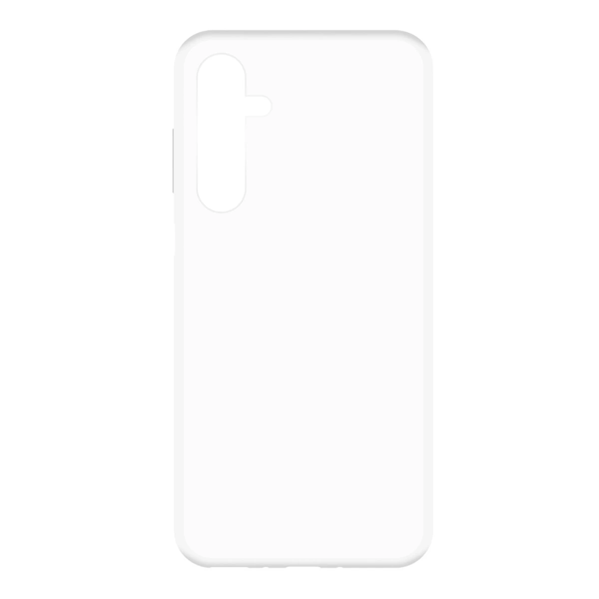 Sol üstte kamera lensi için kesik bulunan beyaz telefon kılıfı.