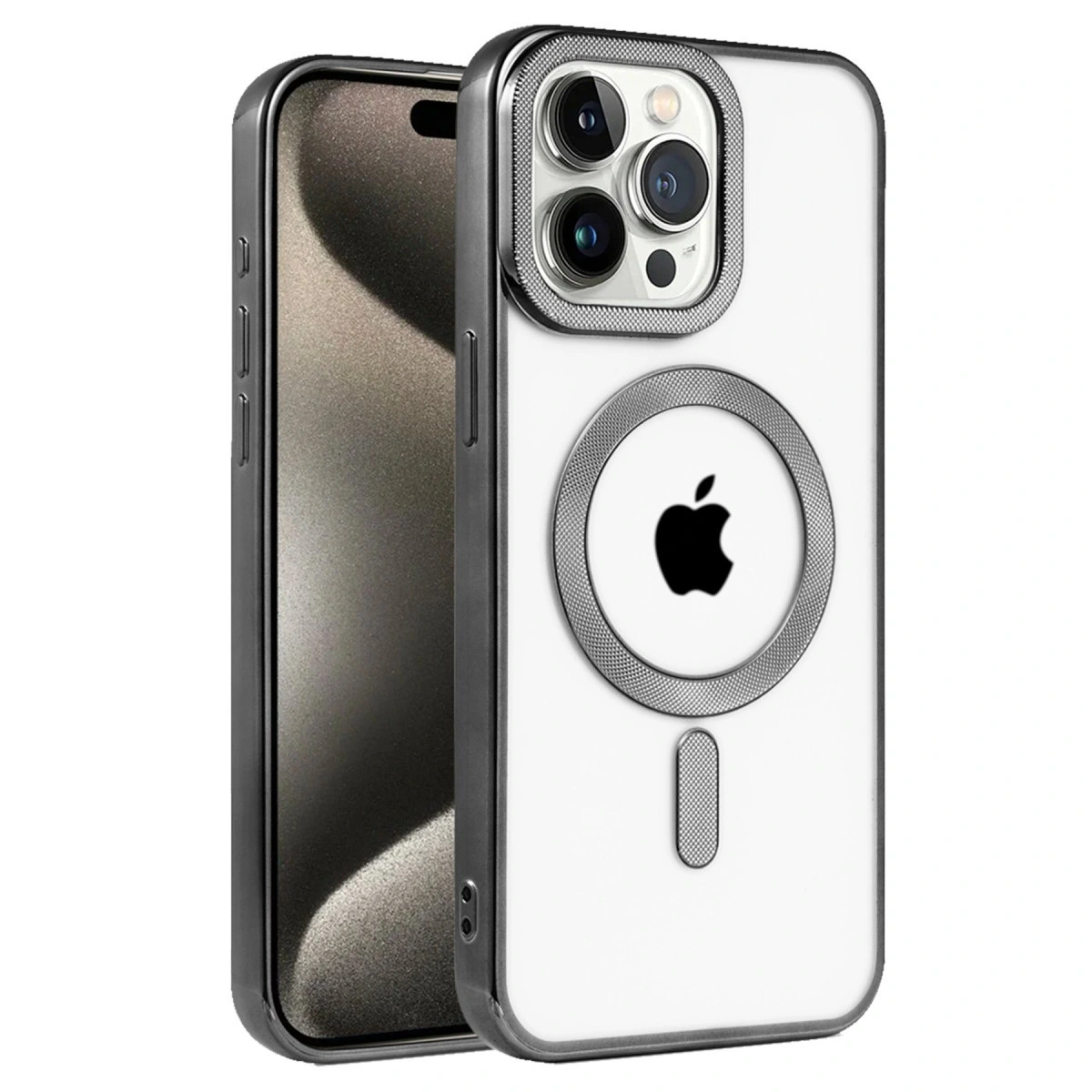 NEWFACE iPhone 15 Pro Max Uyumlu Kronos Magsafe Kapak Telefon Kılıfı Siyah