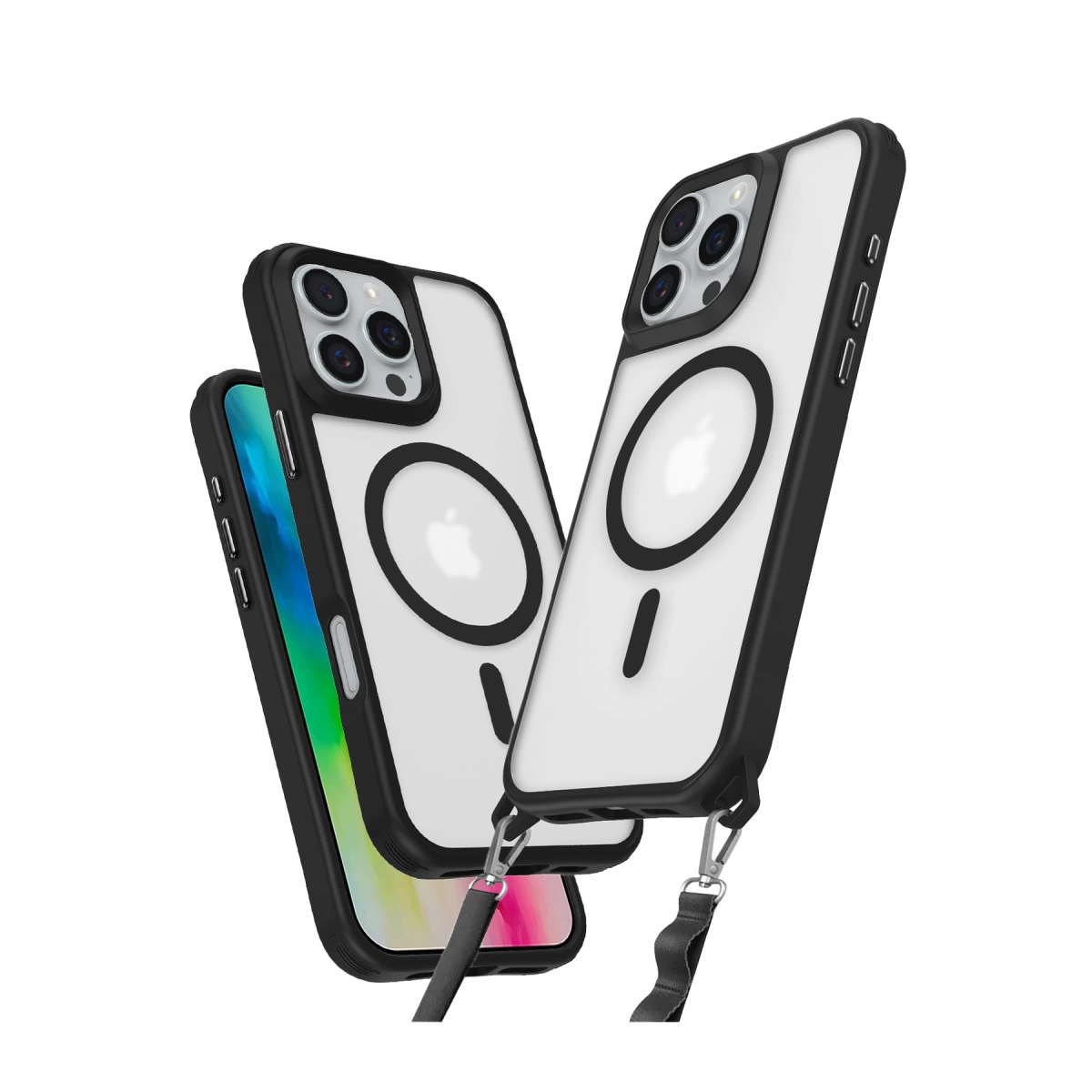 NEWFACE iPhone 16 Pro Uyumlu Enka Magsafe Silikon Telefon Kılıfı Siyah