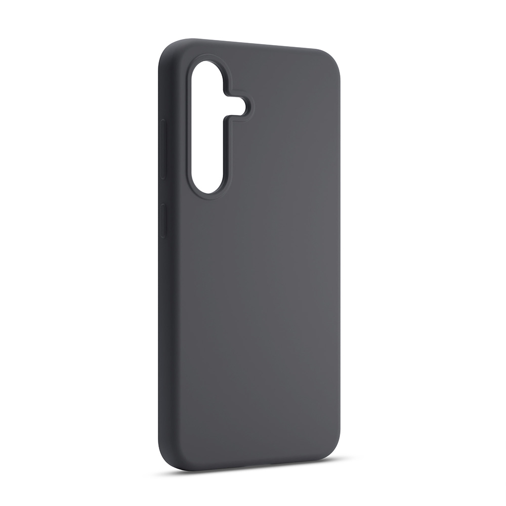 Ciemnoszare etui na telefon z wycięciami na aparat i przyciski.
