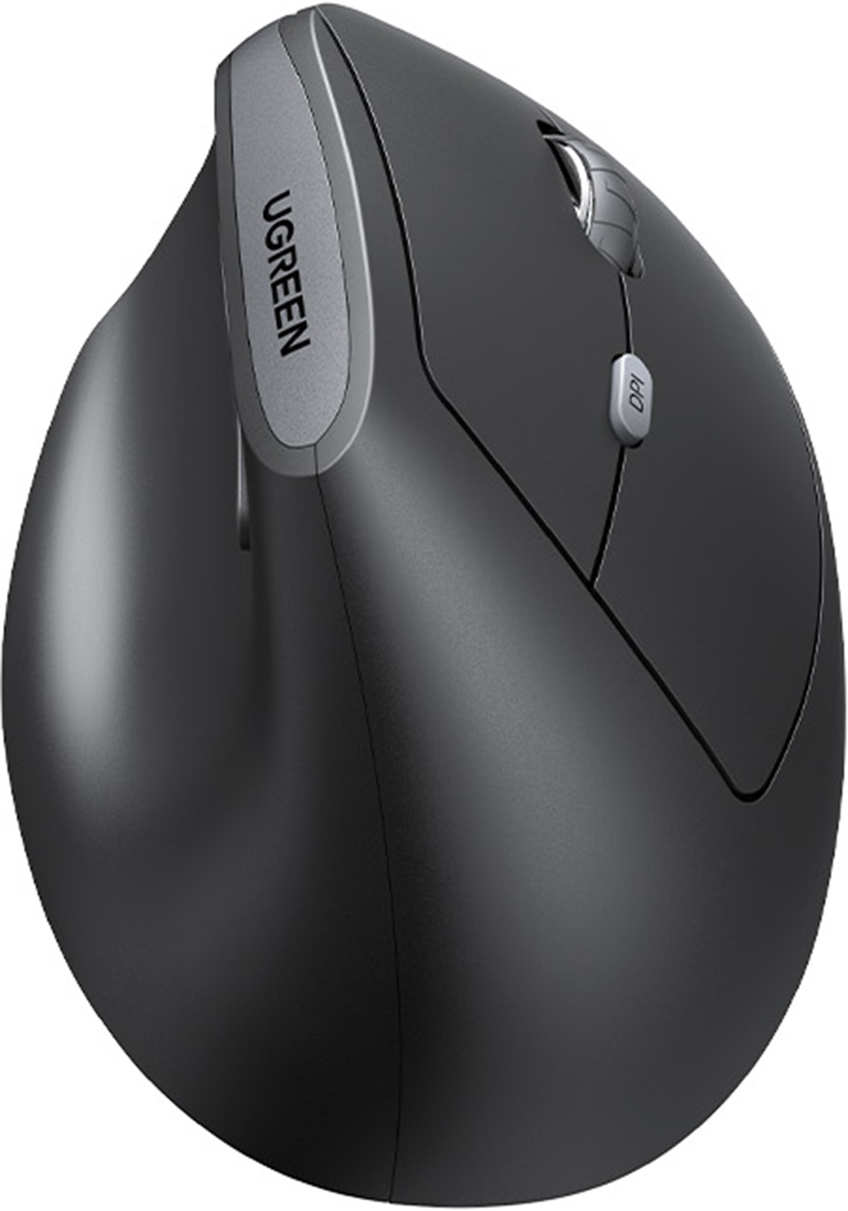 Mouse verticale nero con logo UGREEN e pulsante DPI.