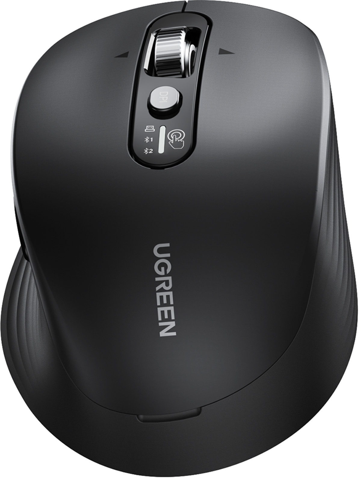 Mouse nero UGREEN con rotella di scorrimento, pulsante DPI e cambio Bluetooth.