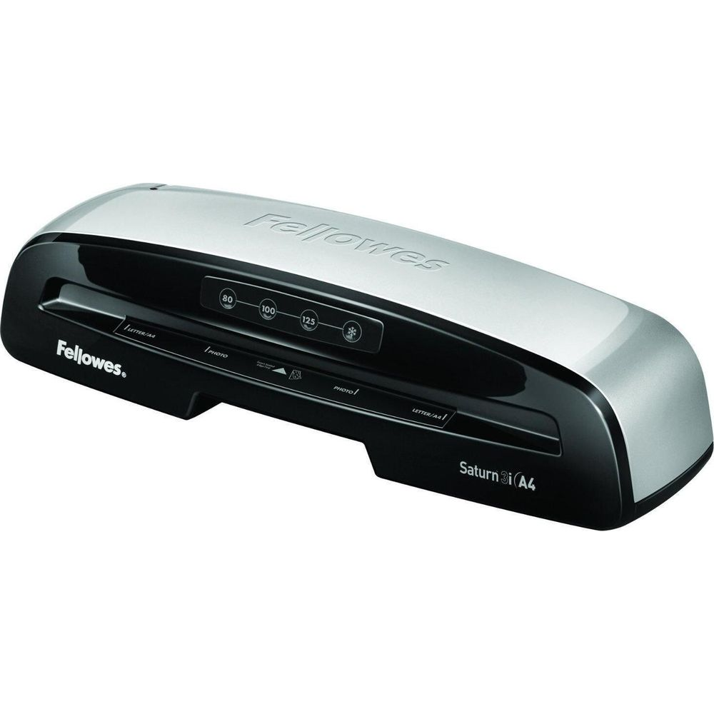 Fellowes Saturn 3i A4 Laminiergerät, schwarz und silber, mit Bedienelementen für 80, 100, 125 Mic.