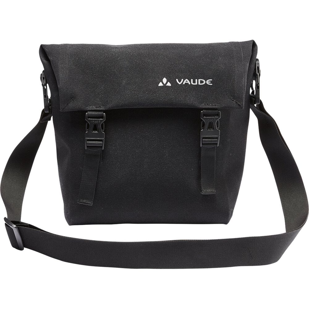 Sac bandoulière noir avec logo Vaude et boucles.