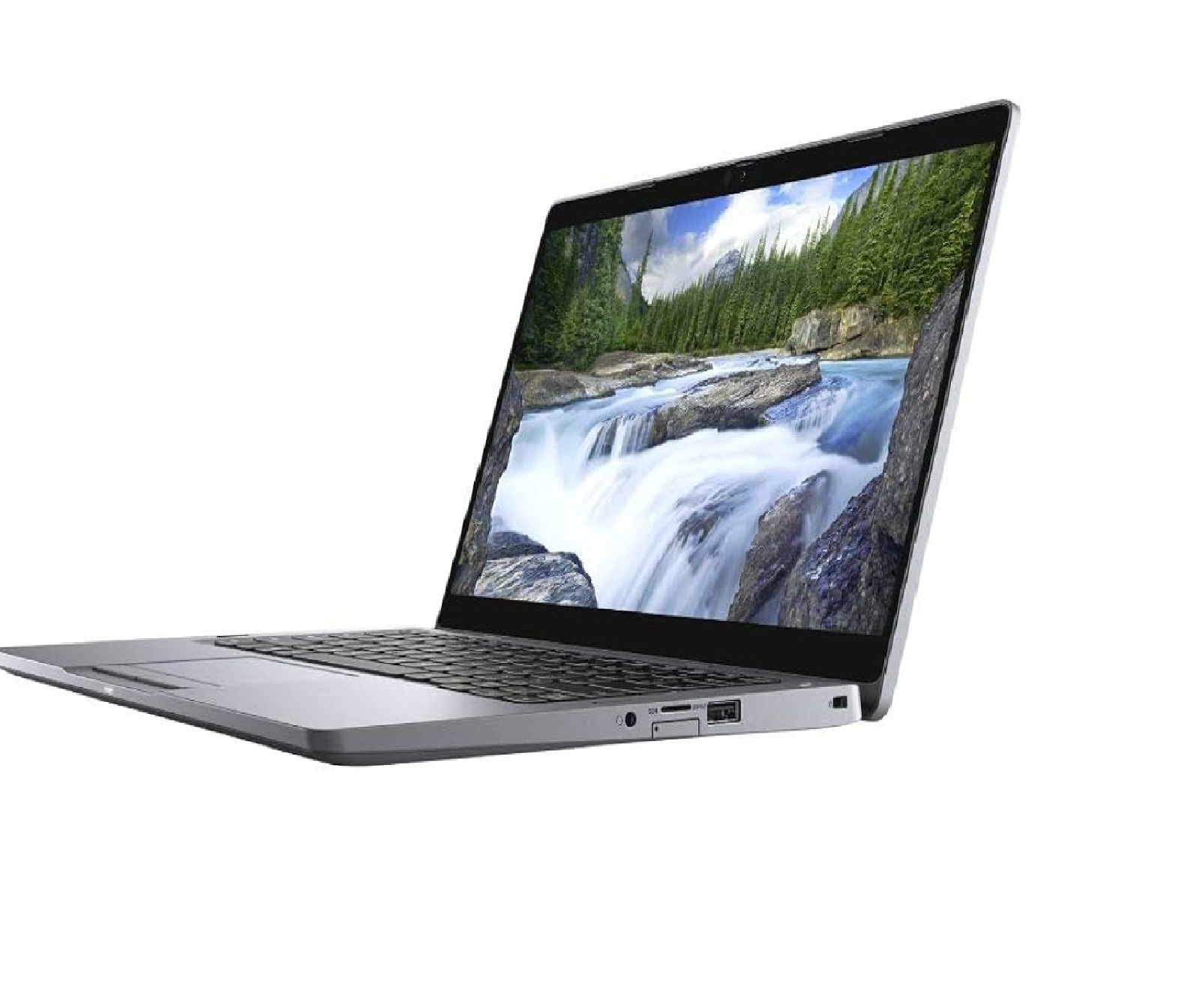 Un laptop aperto che mostra un paesaggio di montagna sul suo schermo.