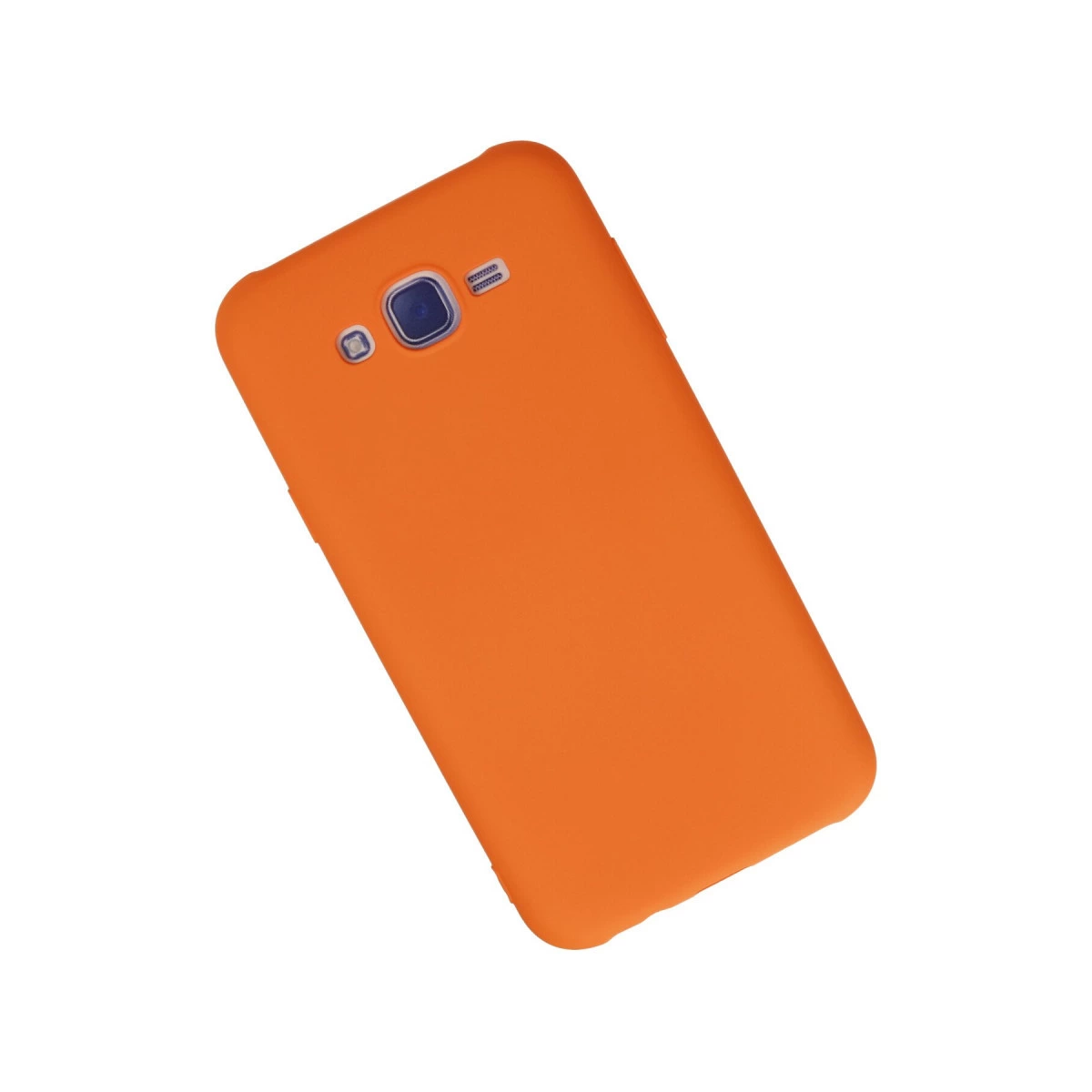 Beyaz arka planda parlak turuncu telefon kılıfı.